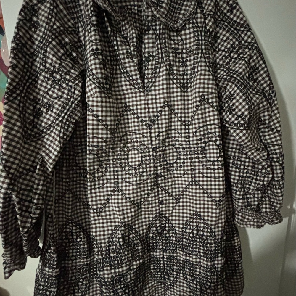 Pilcro Anthropologie Embroidered Smock Dress in Brown and Black - Picture 5 of 6